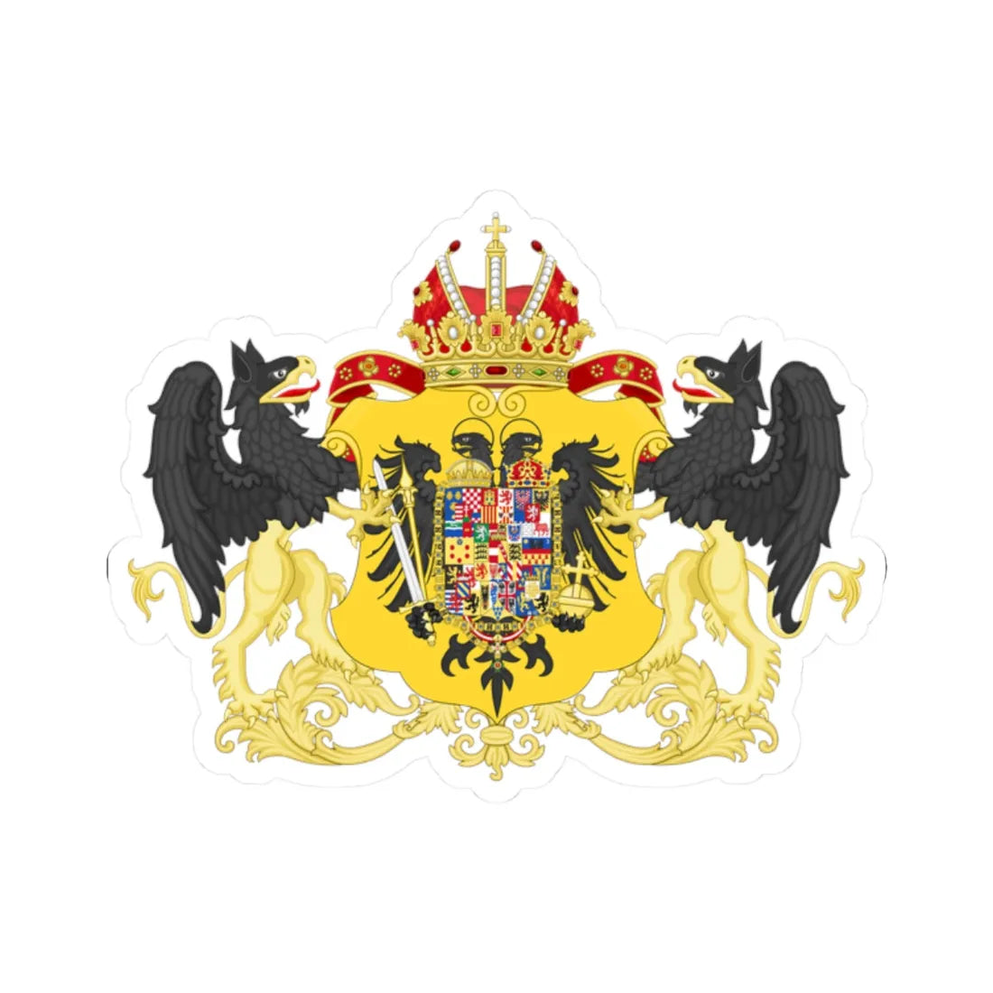 Ornamented Coat of Arms of Joseph II Holy Roman Emperor (Germany) (Coat of Arms) STICKER Vinyl Kiss-Cut Decal 2 Inch White - The Sticker Space
