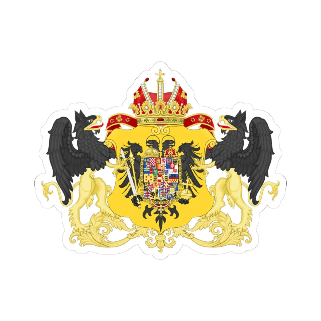 Ornamented Coat of Arms of Joseph II Holy Roman Emperor (Germany) (Coat of Arms) STICKER Vinyl Kiss-Cut Decal 3 Inch White - The Sticker Space