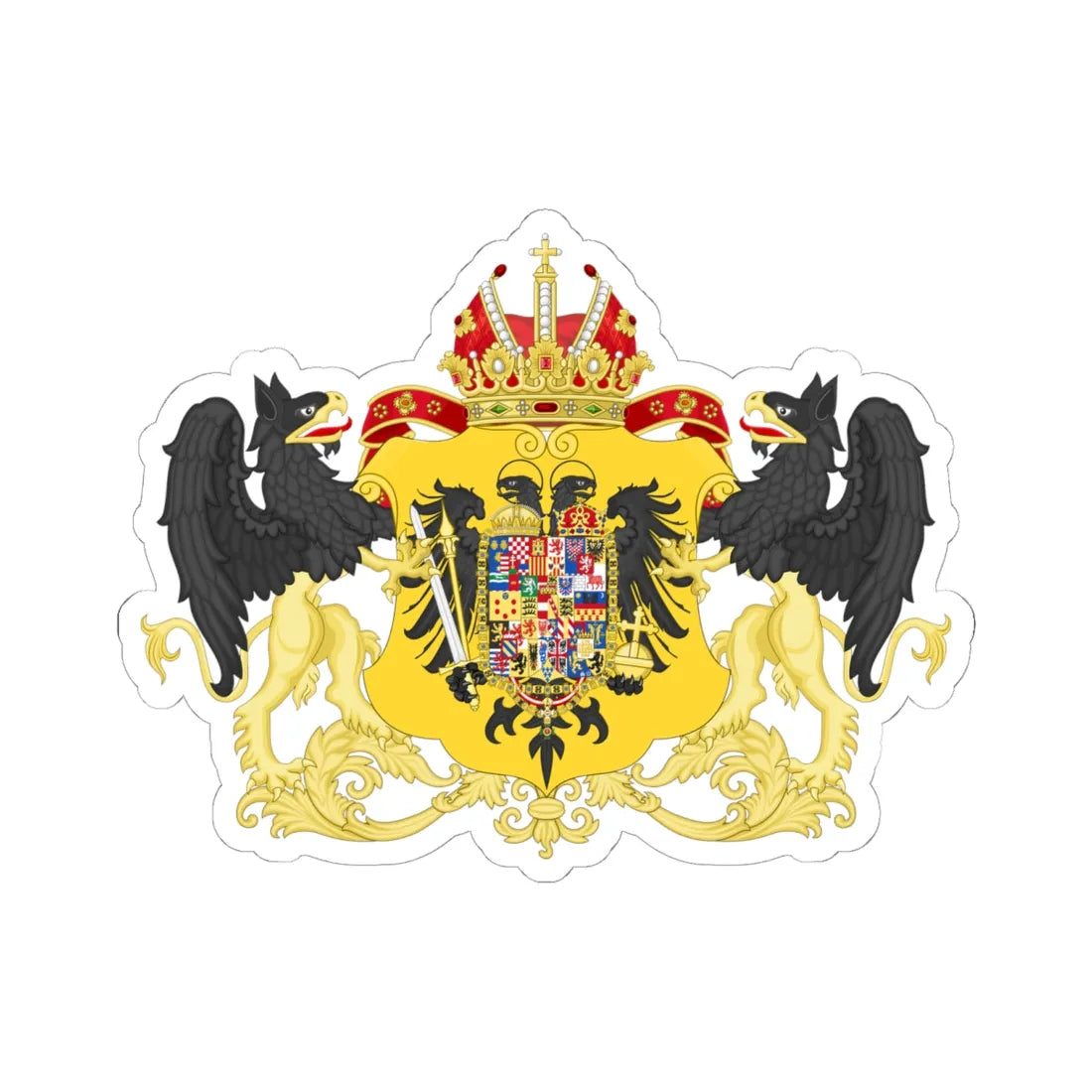Ornamented Coat of Arms of Joseph II Holy Roman Emperor (Germany) (Coat of Arms) STICKER Vinyl Kiss-Cut Decal 6 Inch White - The Sticker Space