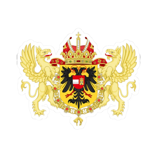 Ornamented Coat of Arms of Matthias Holy Roman Emperor (Austria) (Coat of Arms) STICKER Vinyl Kiss-Cut Decal 2 Inch White - The Sticker Space