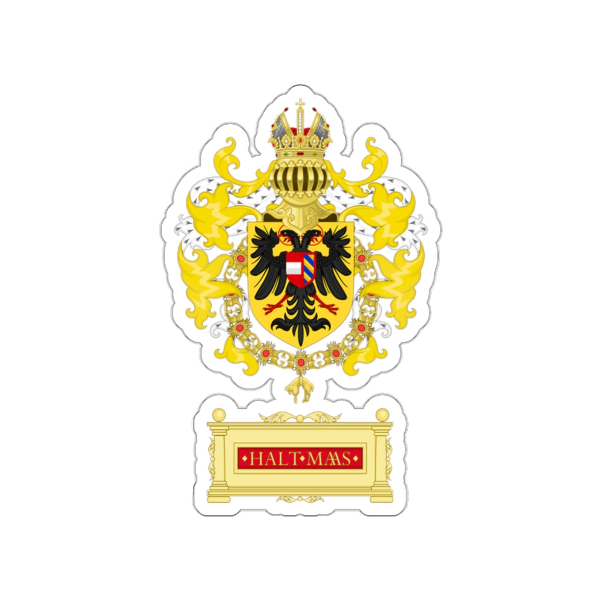 Ornamented Coat of Arms of Maximilian I, Holy Roman Emperor STICKER Vinyl Die-Cut Decal-White-The Sticker Space