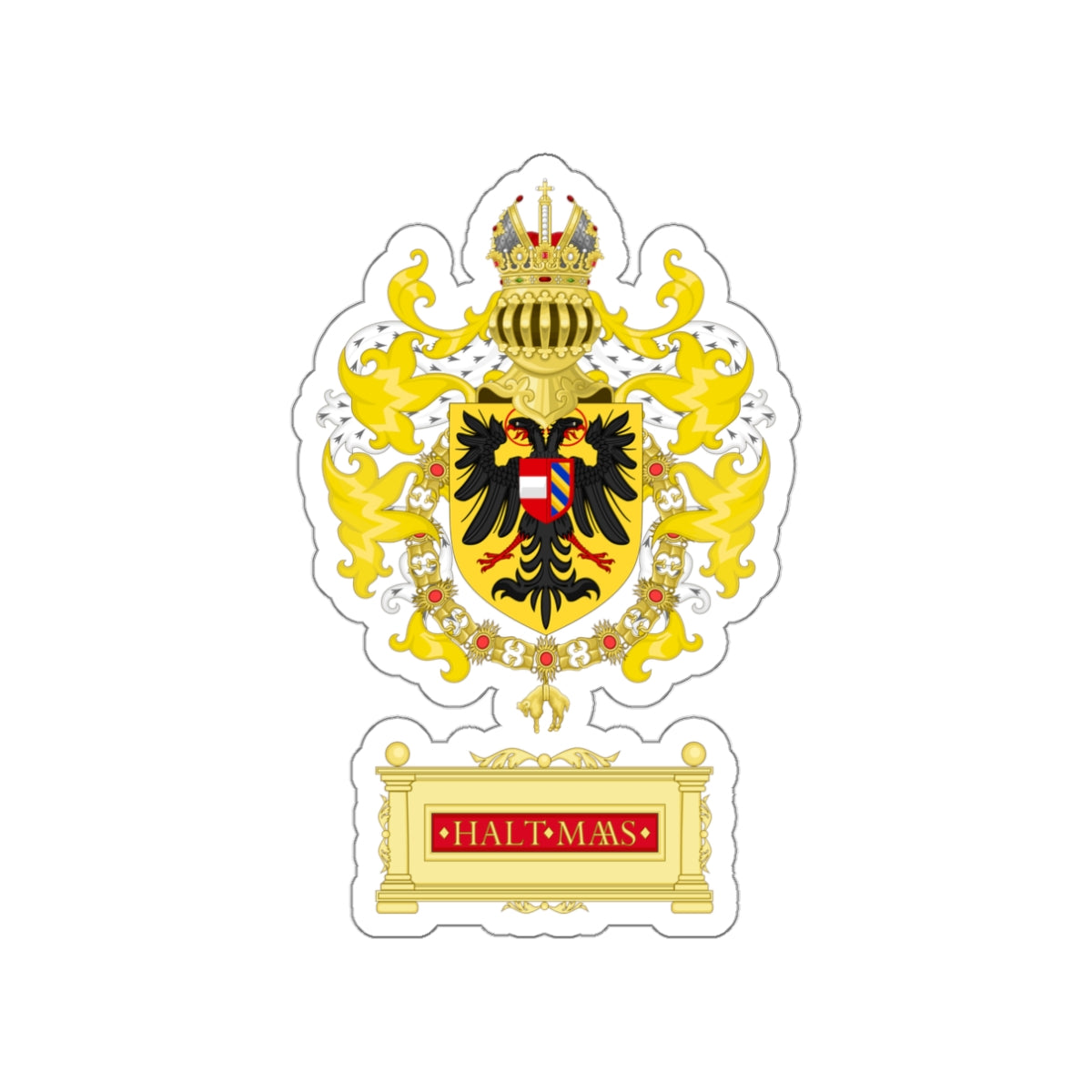 Ornamented Coat of Arms of Maximilian I, Holy Roman Emperor STICKER Vinyl Die-Cut Decal-White-The Sticker Space