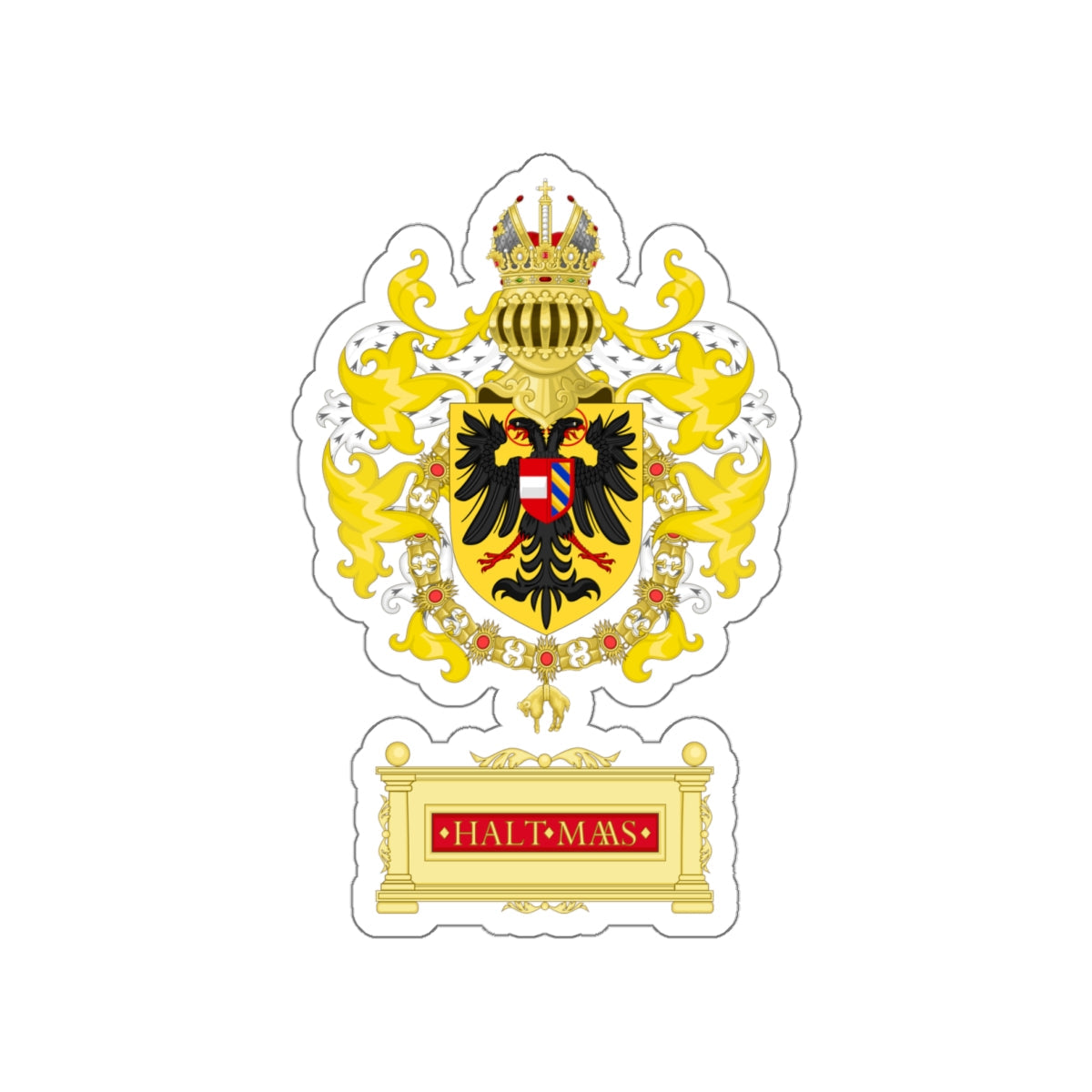 Ornamented Coat of Arms of Maximilian I, Holy Roman Emperor STICKER Vinyl Die-Cut Decal-White-The Sticker Space