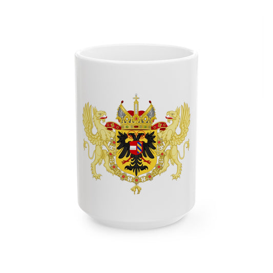 Ornamented Coat of Arms of Maximilian II, Holy Roman Emperor - White Coffee Mug-15oz-The Sticker Space