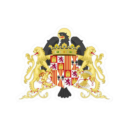 Ornamented Coat of Arms of Queen Isabella of Castile 1474-1492 (Spain) (Coat of Arms) STICKER Vinyl Kiss-Cut Decal 2 Inch White - The Sticker Space