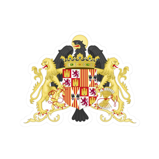 Ornamented Coat of Arms of Queen Isabella of Castile 1474-1492 (Spain) (Coat of Arms) STICKER Vinyl Kiss-Cut Decal 2 Inch White - The Sticker Space