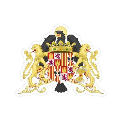 Ornamented Coat of Arms of Queen Isabella of Castile 1474-1492 (Spain) (Coat of Arms) STICKER Vinyl Kiss-Cut Decal 3 Inch White - The Sticker Space