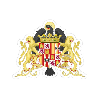 Ornamented Coat of Arms of Queen Isabella of Castile 1474-1492 (Spain) (Coat of Arms) STICKER Vinyl Kiss-Cut Decal 4 Inch White - The Sticker Space