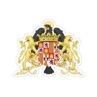 Ornamented Coat of Arms of Queen Isabella of Castile 1474-1492 (Spain) (Coat of Arms) STICKER Vinyl Kiss-Cut Decal 6 Inch White - The Sticker Space