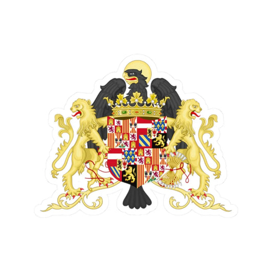 Ornamented Coat of Arms of Queen Joanna of Castile (Spain) (Coat of Arms) STICKER Vinyl Kiss-Cut Decal 2 Inch White - The Sticker Space