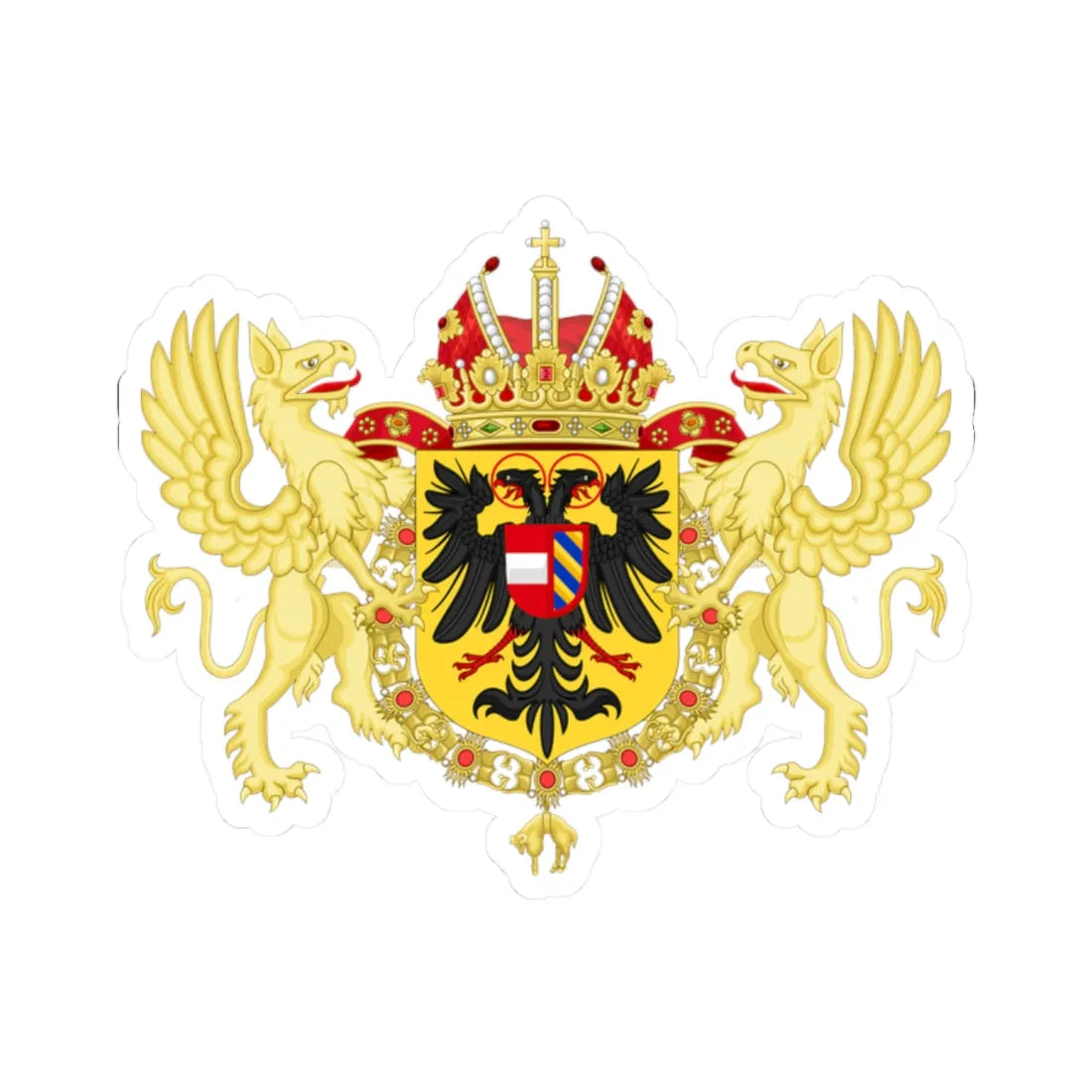 Ornamented Coat of Arms of Rudolf II Matthias and Ferdinand II Holy Roman Emperors (Austria) (Coat of Arms) STICKER Vinyl Kiss-Cut Decal 2 Inch White - The Sticker Space