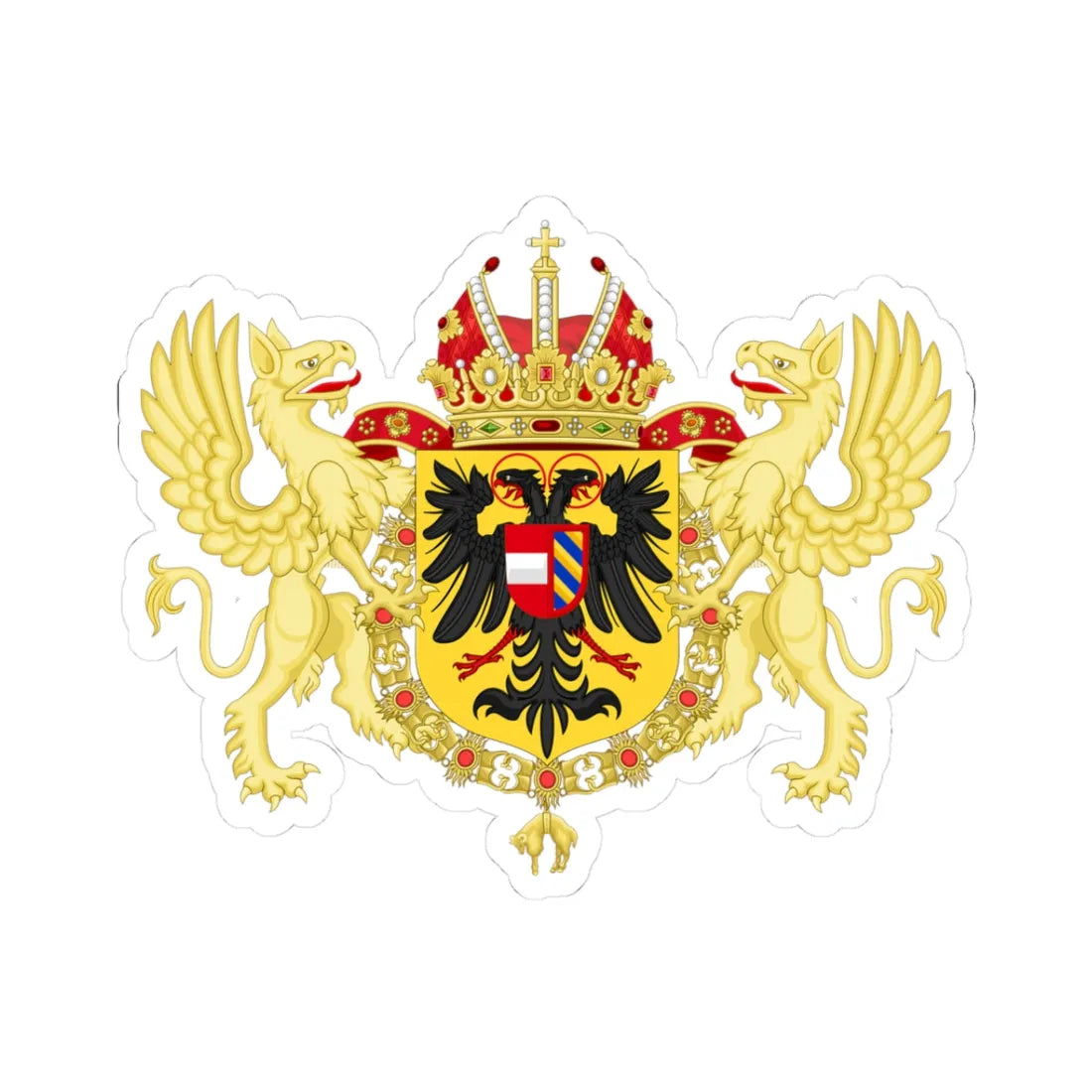 Ornamented Coat of Arms of Rudolf II Matthias and Ferdinand II Holy Roman Emperors (Austria) (Coat of Arms) STICKER Vinyl Kiss-Cut Decal 3 Inch White - The Sticker Space