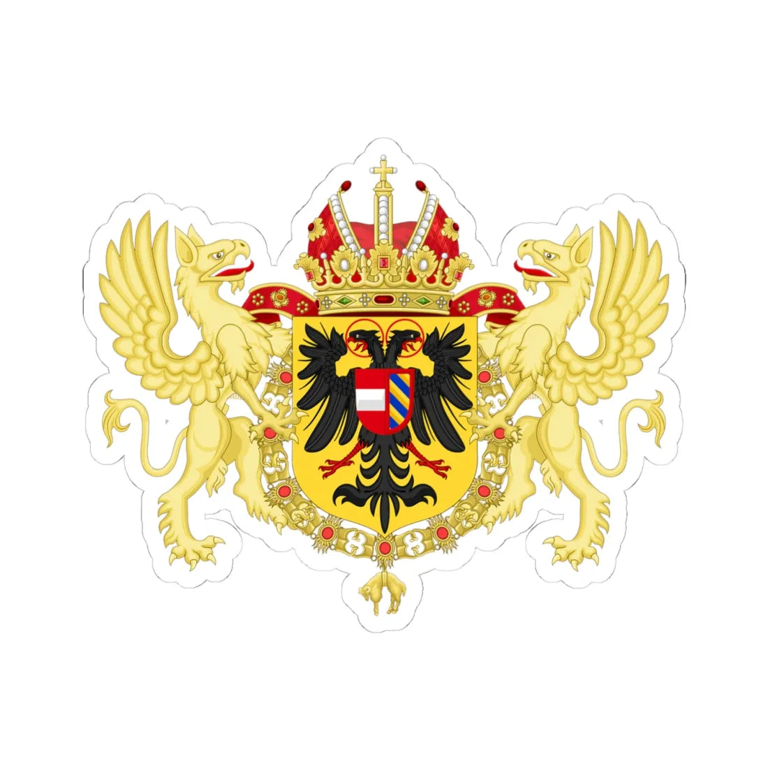 Ornamented Coat of Arms of Rudolf II Matthias and Ferdinand II Holy Roman Emperors (Austria) (Coat of Arms) STICKER Vinyl Kiss-Cut Decal 4 Inch White - The Sticker Space