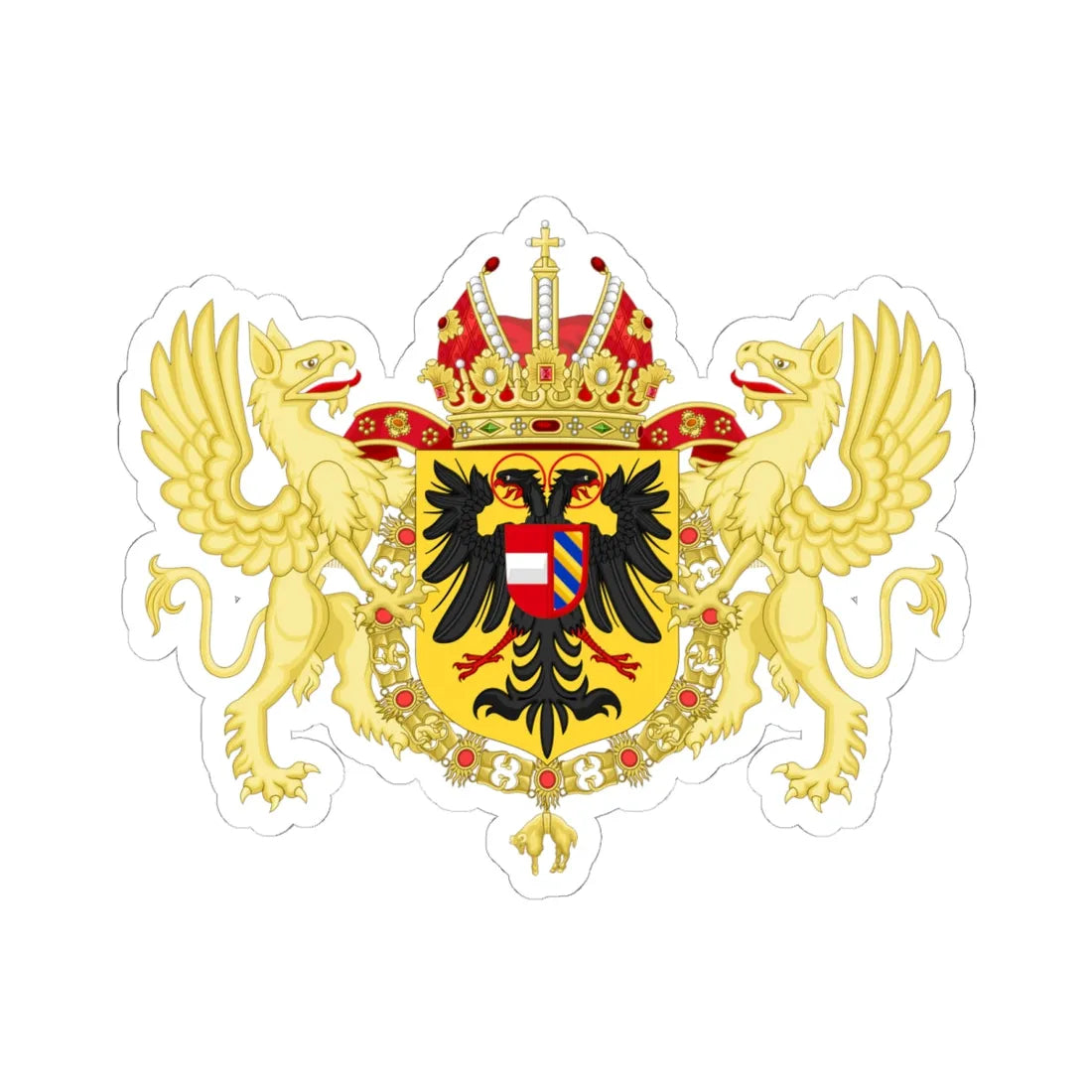 Ornamented Coat of Arms of Rudolf II Matthias and Ferdinand II Holy Roman Emperors (Austria) (Coat of Arms) STICKER Vinyl Kiss-Cut Decal 6 Inch White - The Sticker Space