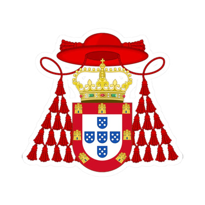Ornamented Royal Coat of Arms of Cardinal Henry I of Portugal (Portugal) (Coat of Arms) STICKER Vinyl Kiss-Cut Decal 2 Inch White - The Sticker Space