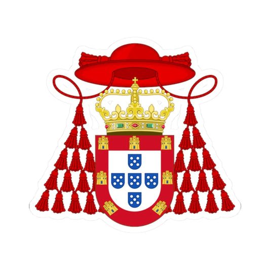 Ornamented Royal Coat of Arms of Cardinal Henry I of Portugal (Portugal) (Coat of Arms) STICKER Vinyl Kiss-Cut Decal 2 Inch White - The Sticker Space