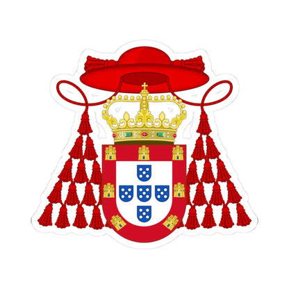 Ornamented Royal Coat of Arms of Cardinal Henry I of Portugal (Portugal) (Coat of Arms) STICKER Vinyl Kiss-Cut Decal 3 Inch White - The Sticker Space