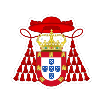 Ornamented Royal Coat of Arms of Cardinal Henry I of Portugal (Portugal) (Coat of Arms) STICKER Vinyl Kiss-Cut Decal 4 Inch White - The Sticker Space