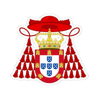Ornamented Royal Coat of Arms of Cardinal Henry I of Portugal (Portugal) (Coat of Arms) STICKER Vinyl Kiss-Cut Decal 6 Inch White - The Sticker Space