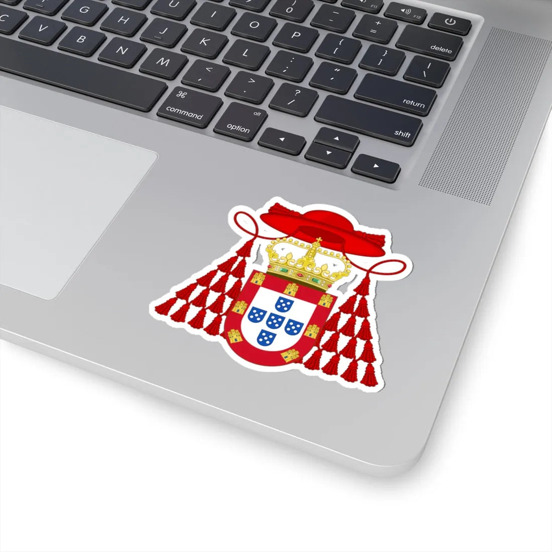 Ornamented Royal Coat of Arms of Cardinal Henry I of Portugal (Portugal) (Coat of Arms) STICKER Vinyl Kiss-Cut Decal - The Sticker Space