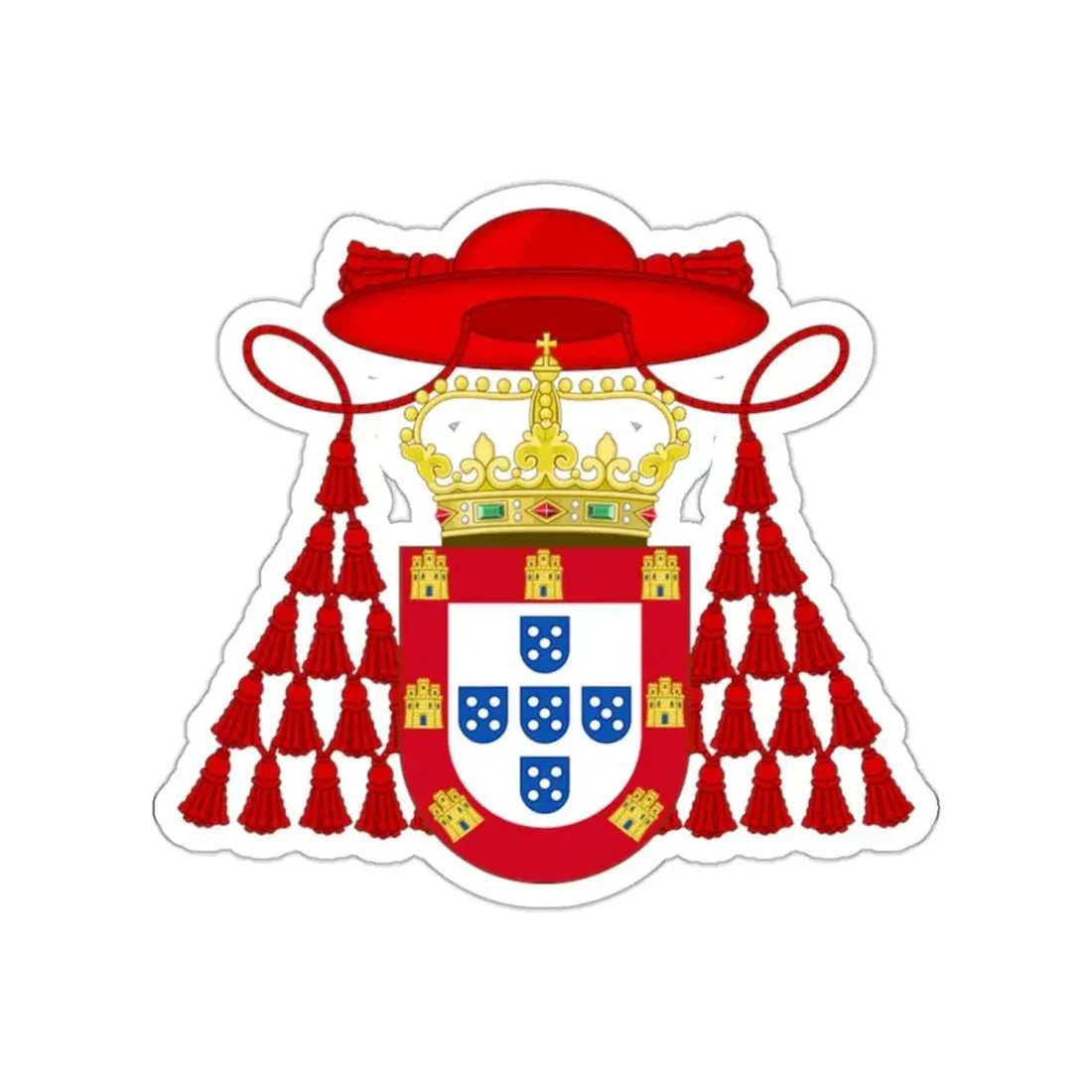 Ornamented Royal Coat of Arms of Cardinal Henry I of Portugal STICKER Vinyl Die-Cut Decal 2 Inch - The Sticker Space