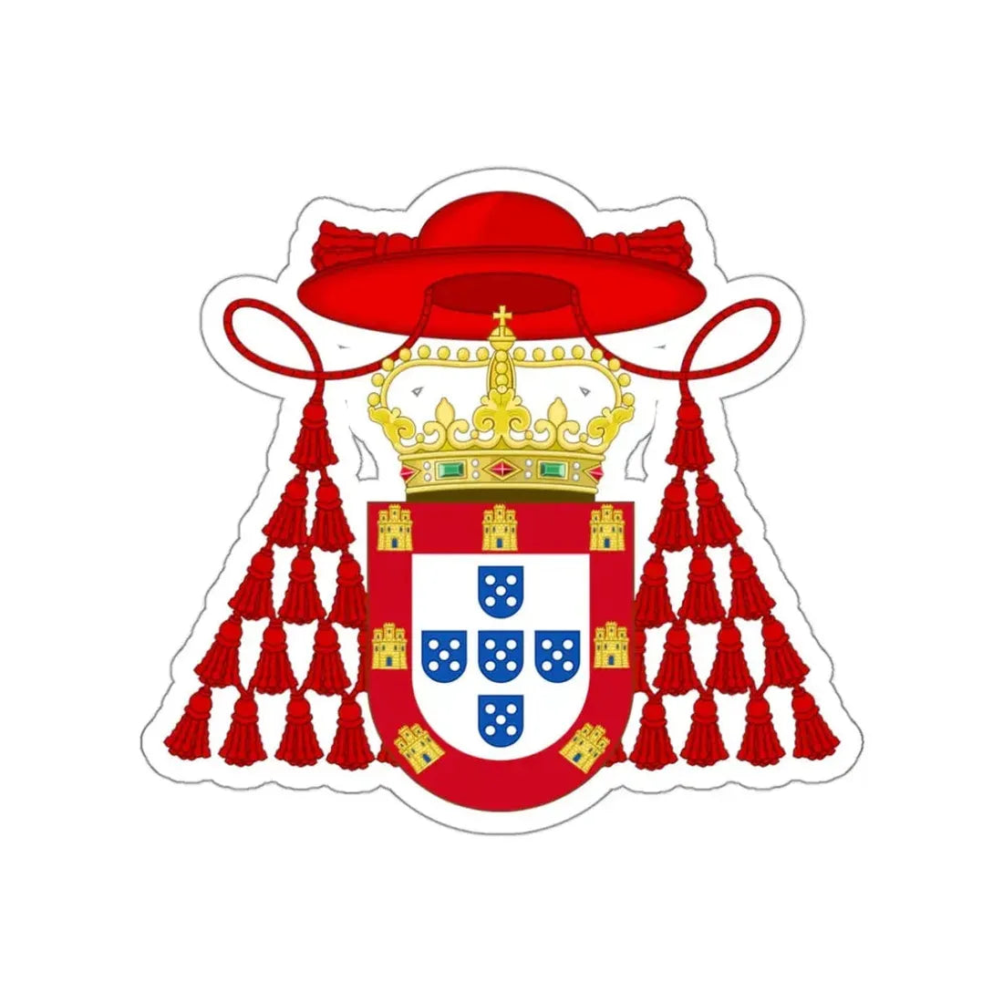 Ornamented Royal Coat of Arms of Cardinal Henry I of Portugal STICKER Vinyl Die-Cut Decal 3 Inch - The Sticker Space