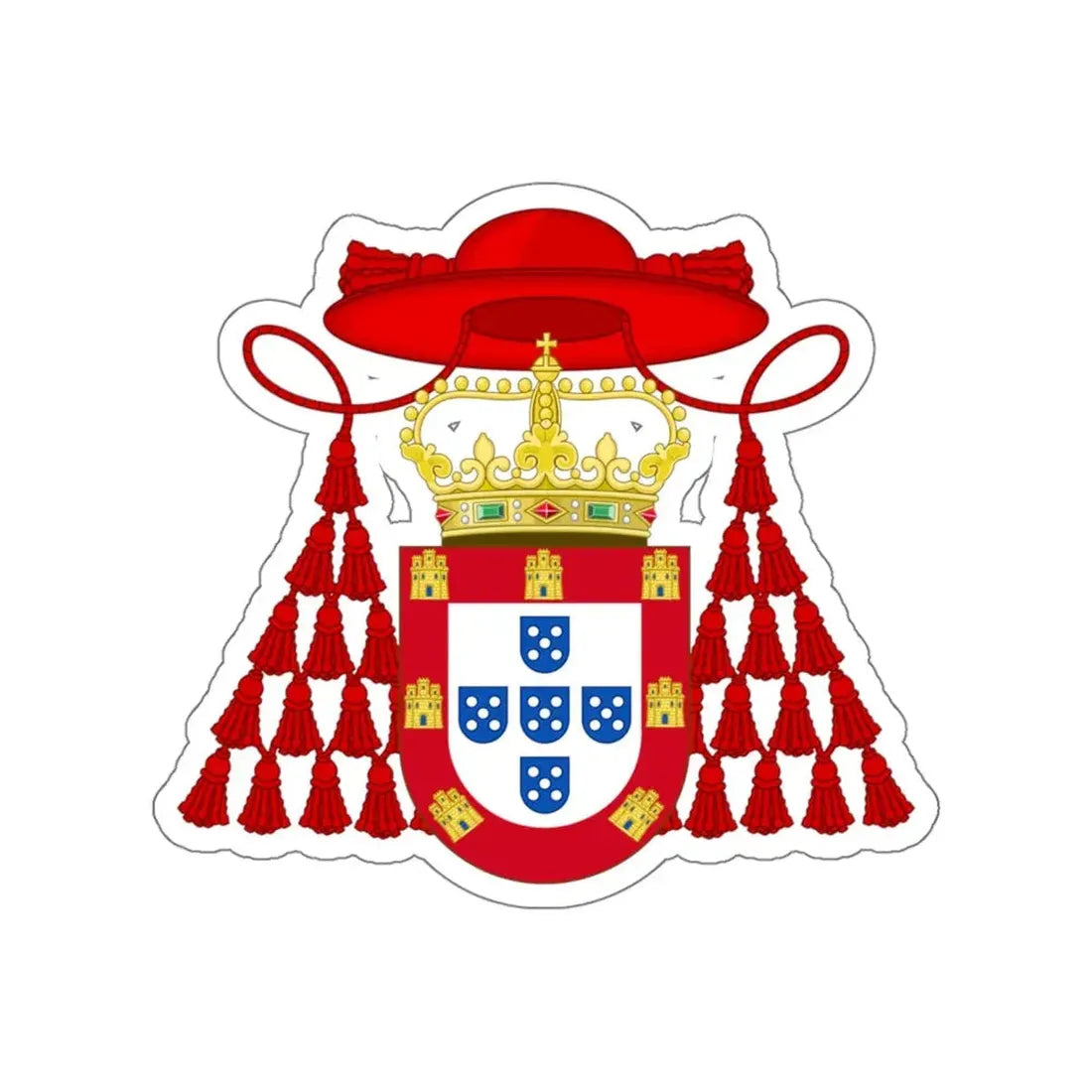 Ornamented Royal Coat of Arms of Cardinal Henry I of Portugal STICKER Vinyl Die-Cut Decal 5 Inch - The Sticker Space