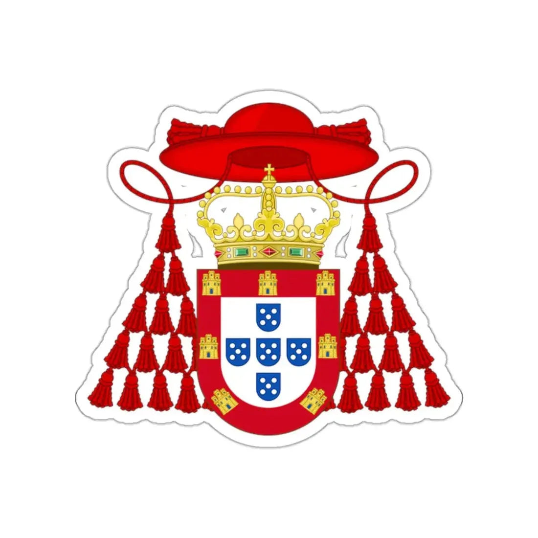 Ornamented Royal Coat of Arms of Cardinal Henry I of Portugal STICKER Vinyl Die-Cut Decal - The Sticker Space