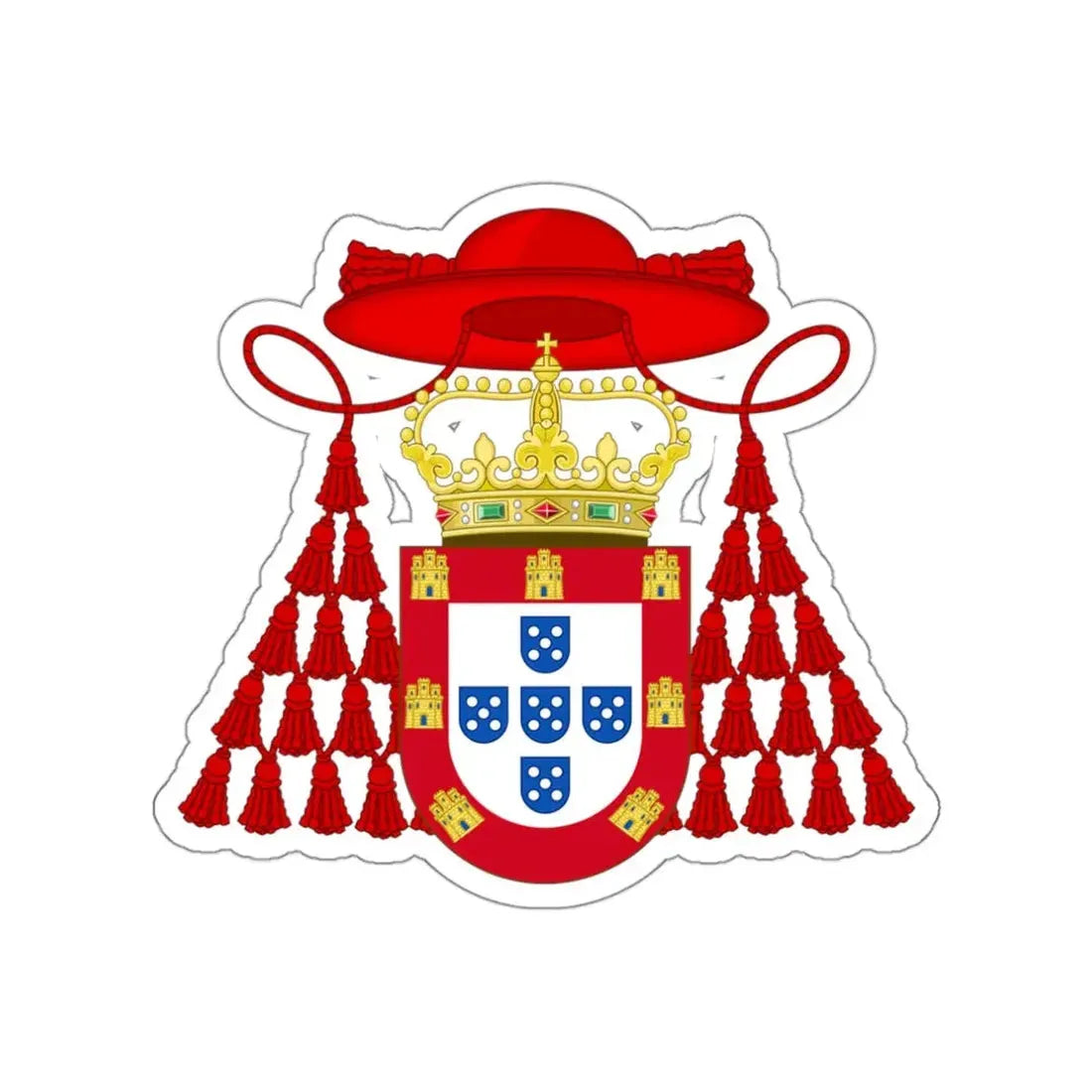 Ornamented Royal Coat of Arms of Cardinal Henry I of Portugal STICKER Vinyl Die-Cut Decal - The Sticker Space