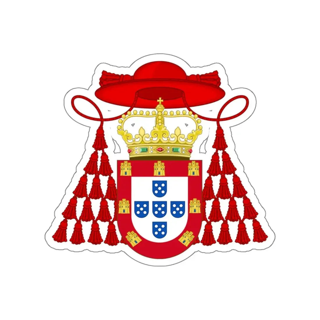 Ornamented Royal Coat of Arms of Cardinal Henry I of Portugal STICKER Vinyl Die-Cut Decal - The Sticker Space