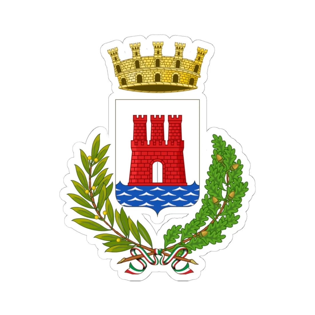 Ortona-Stemma (Italy) (Coat of Arms) STICKER Vinyl Kiss-Cut Decal 6 Inch White - The Sticker Space