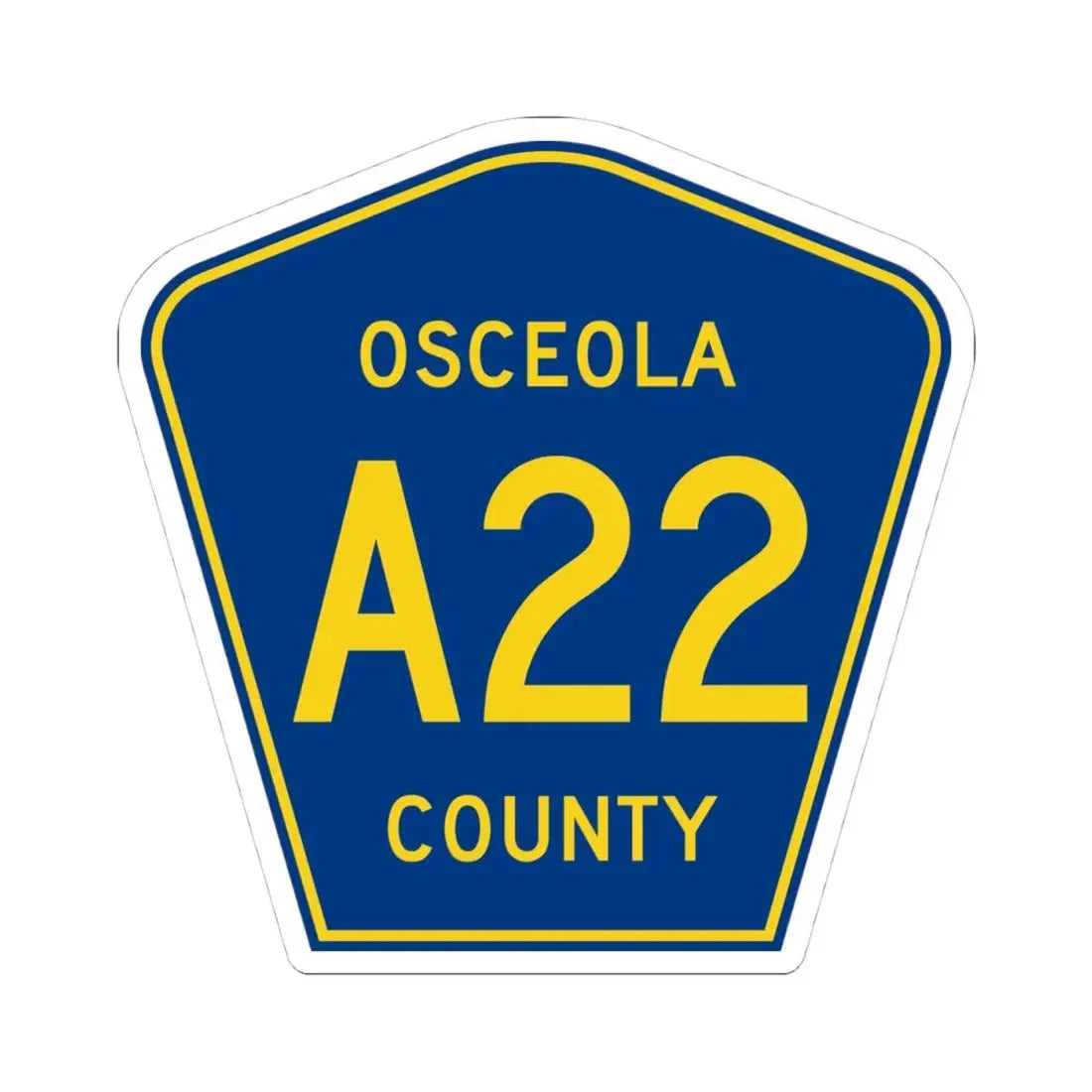 Osceola County Route A22 IA (Iowa) (Road Sign) STICKER Vinyl Kiss-Cut Decal 4 Inch White - The Sticker Space