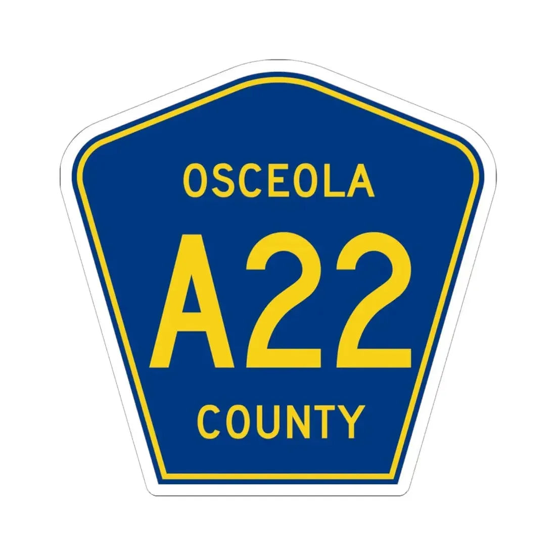 Osceola County Route A22 IA (Iowa) (Road Sign) STICKER Vinyl Kiss-Cut Decal 6 Inch White - The Sticker Space
