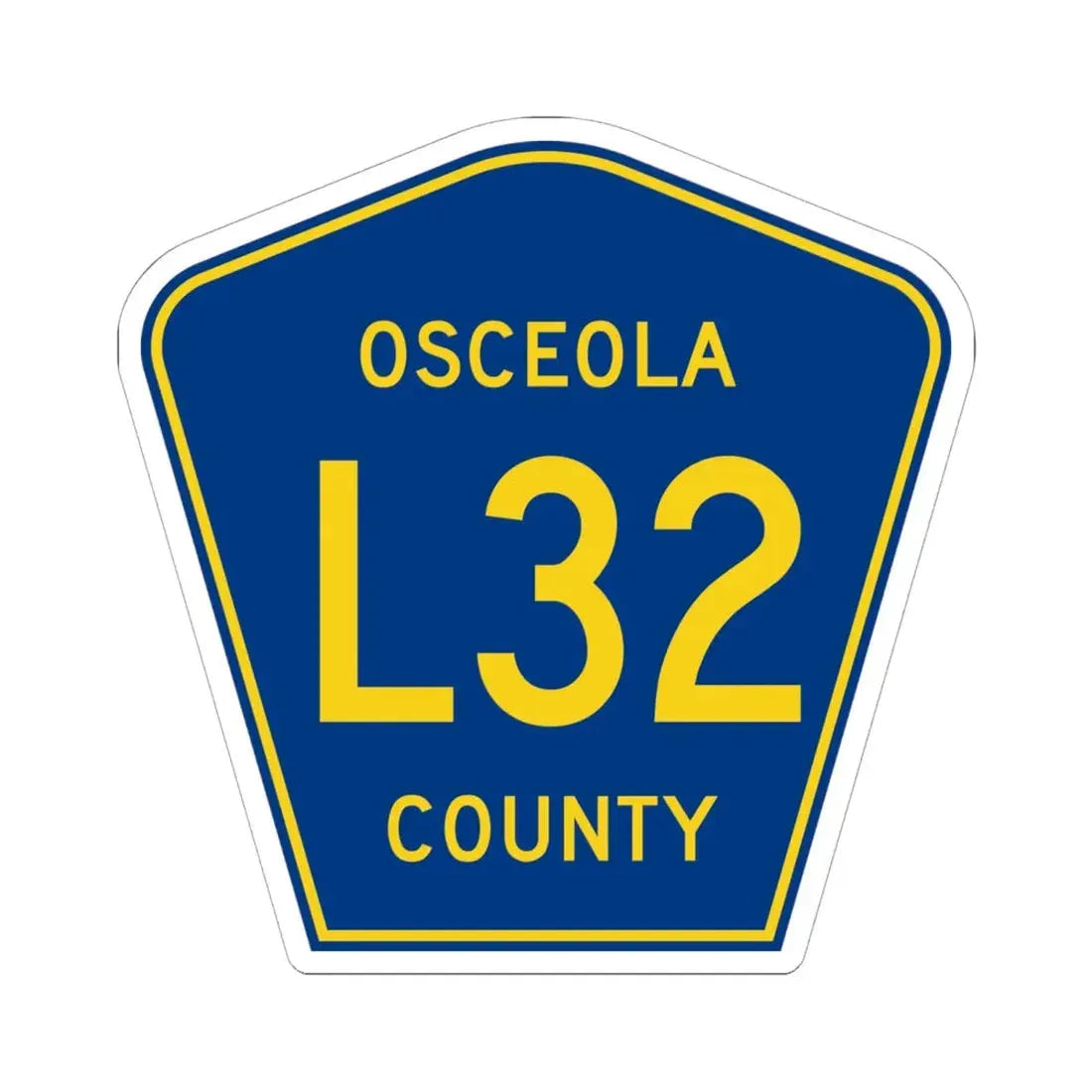 Osceola County Route L32 IA (Iowa) (Road Sign) STICKER Vinyl Kiss-Cut Decal 6 Inch White - The Sticker Space