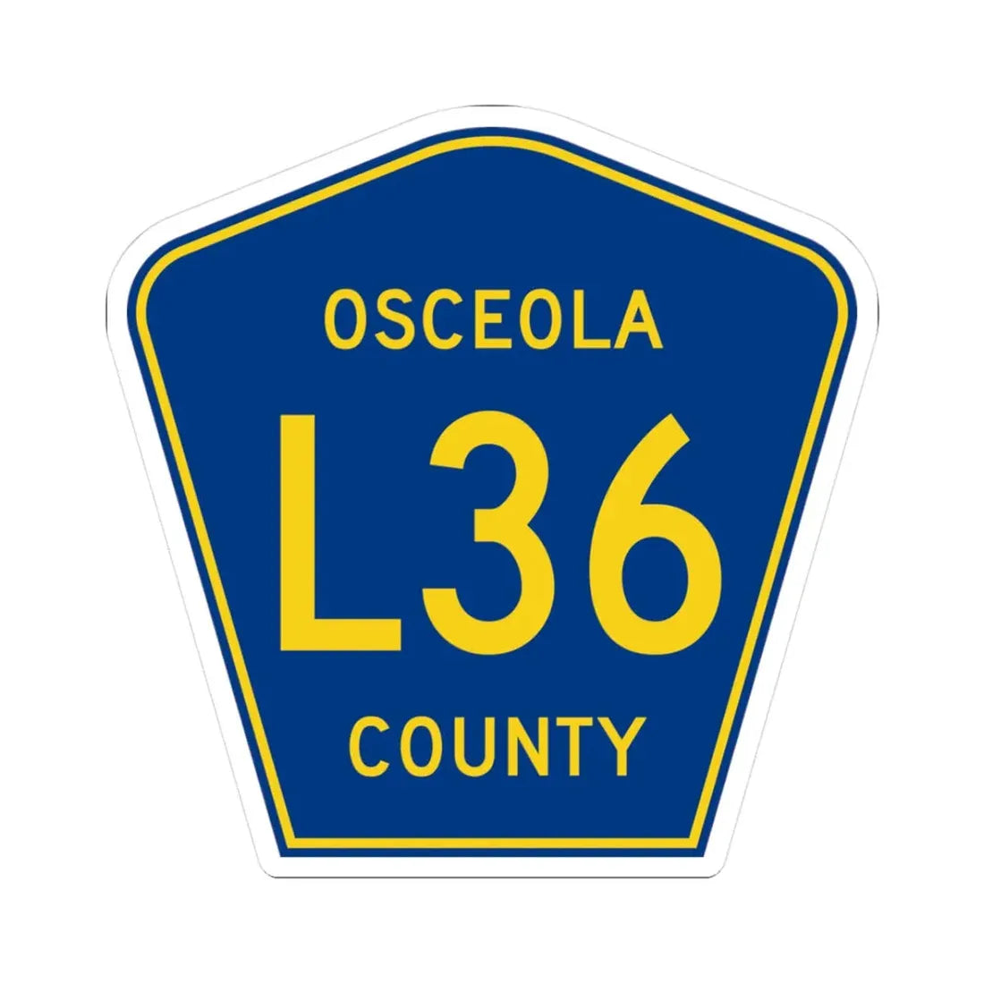 Osceola County Route L36 IA (Iowa) (Road Sign) STICKER Vinyl Kiss-Cut Decal 3 Inch White - The Sticker Space