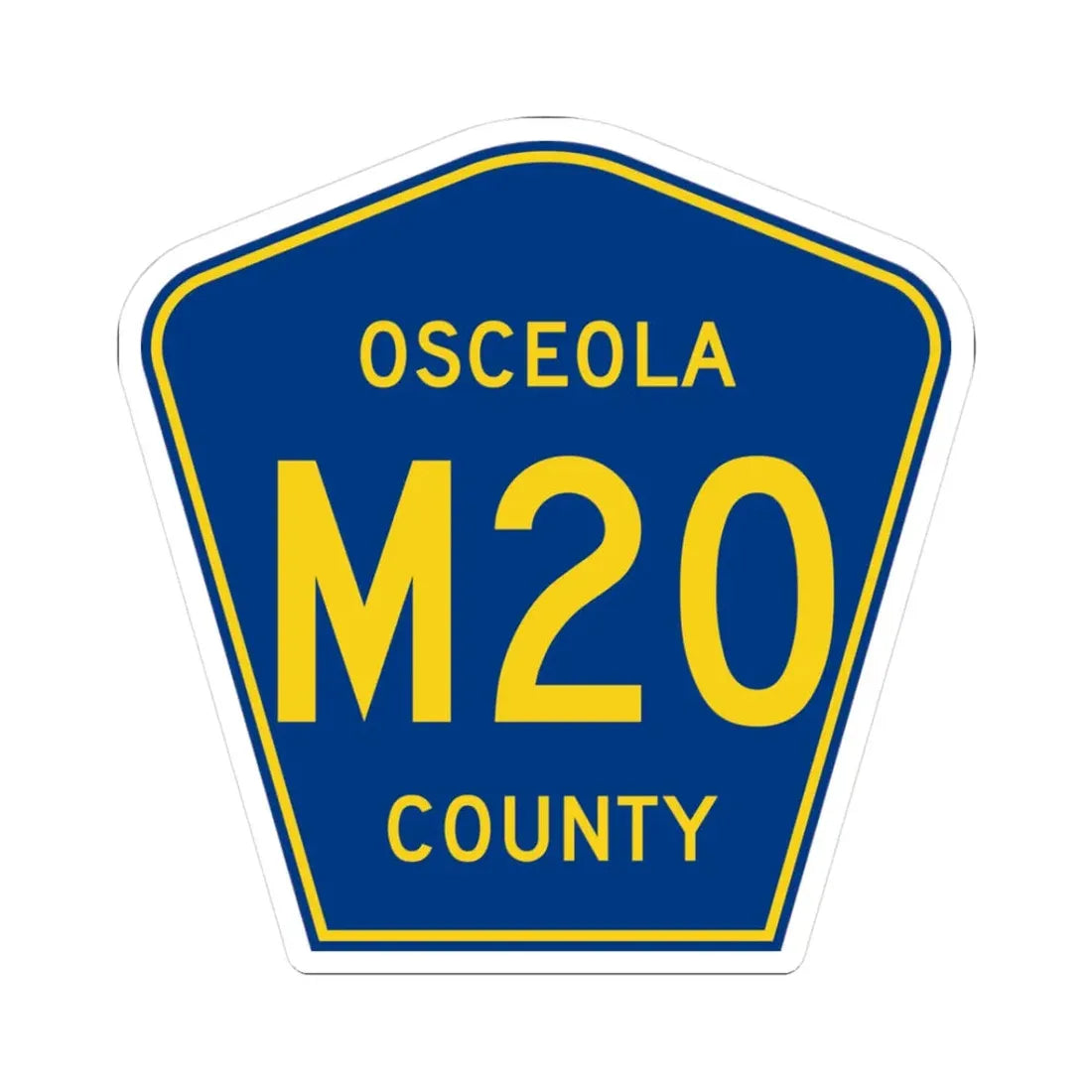 Osceola County Route M20 IA (Iowa) (Road Sign) STICKER Vinyl Kiss-Cut Decal 3 Inch White - The Sticker Space