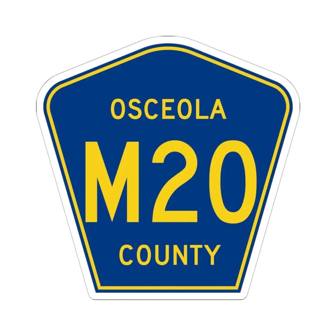 Osceola County Route M20 IA (Iowa) (Road Sign) STICKER Vinyl Kiss-Cut Decal 6 Inch White - The Sticker Space