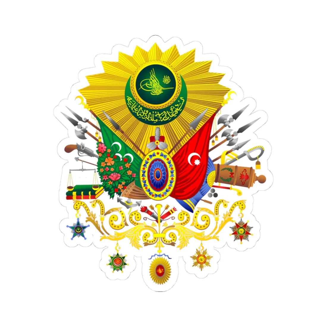 Osmanli armasi (Algeria) (Coat of Arms) STICKER Vinyl Kiss-Cut Decal 3 Inch White - The Sticker Space