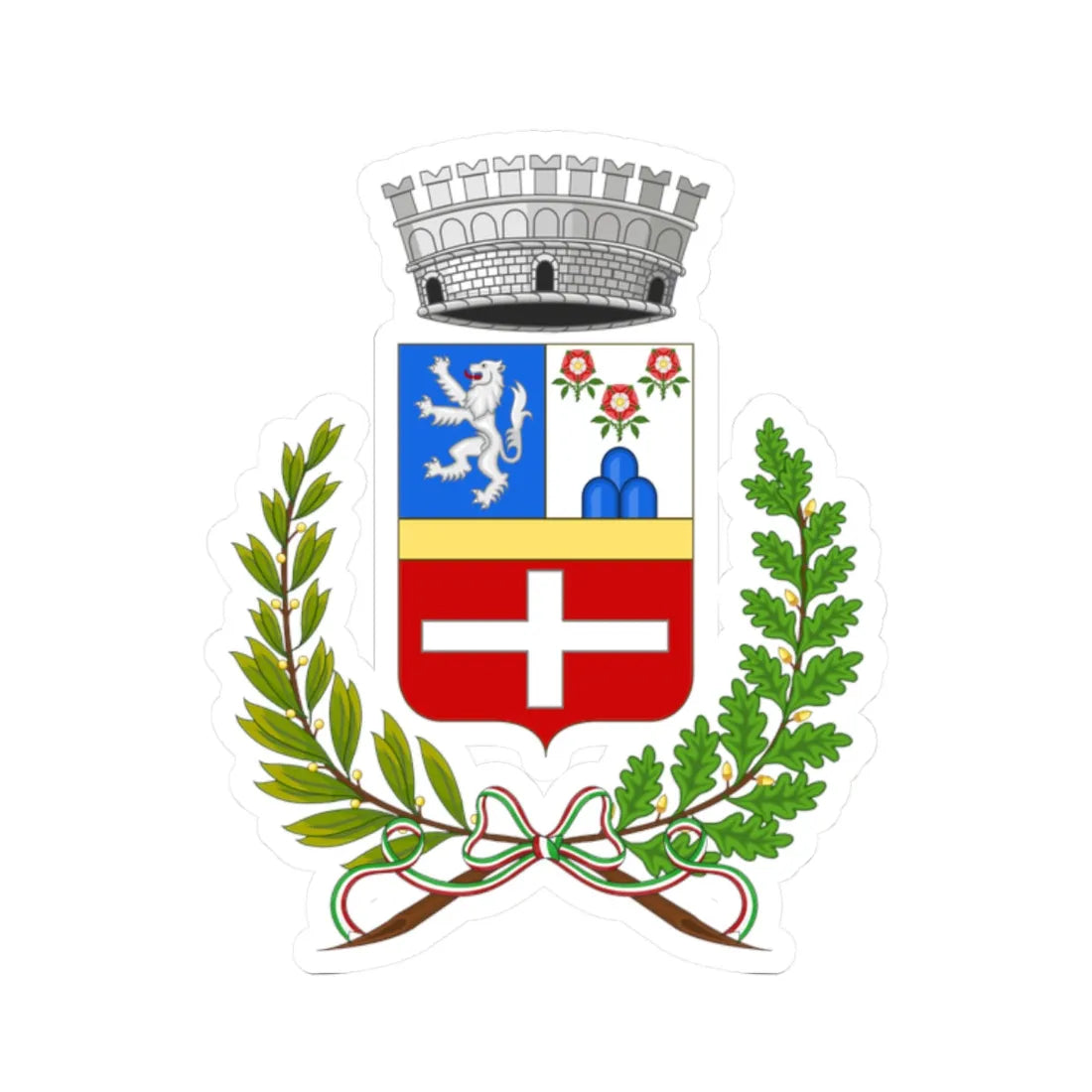 Ospedaletti-Stemma (Italy) (Coat of Arms) STICKER Vinyl Kiss-Cut Decal 2 Inch White - The Sticker Space