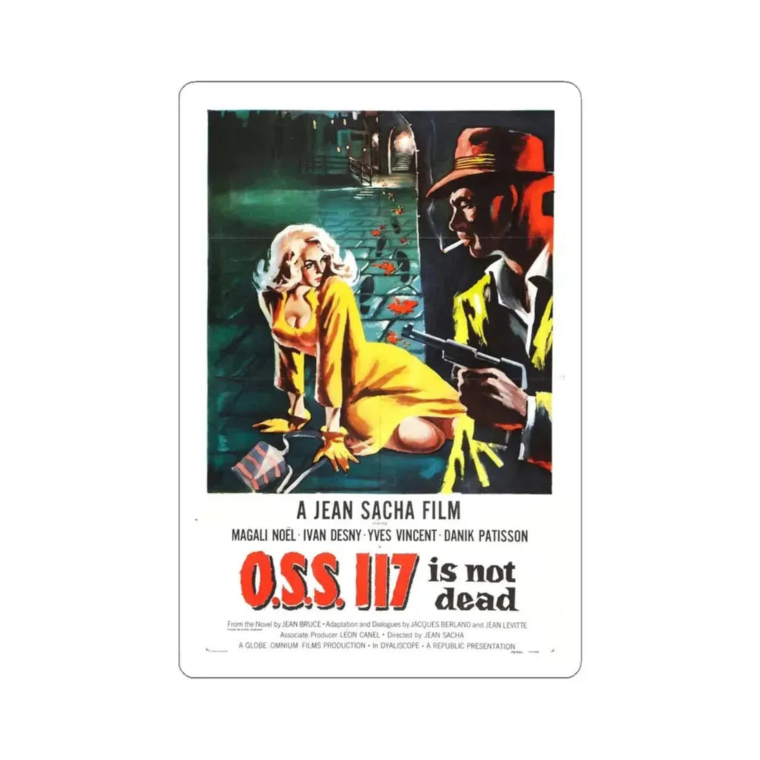 OSS 117 IS NOT DEAD 1957 Movie Poster - STICKER Vinyl Kiss-Cut Decal 6 Inch White - The Sticker Space