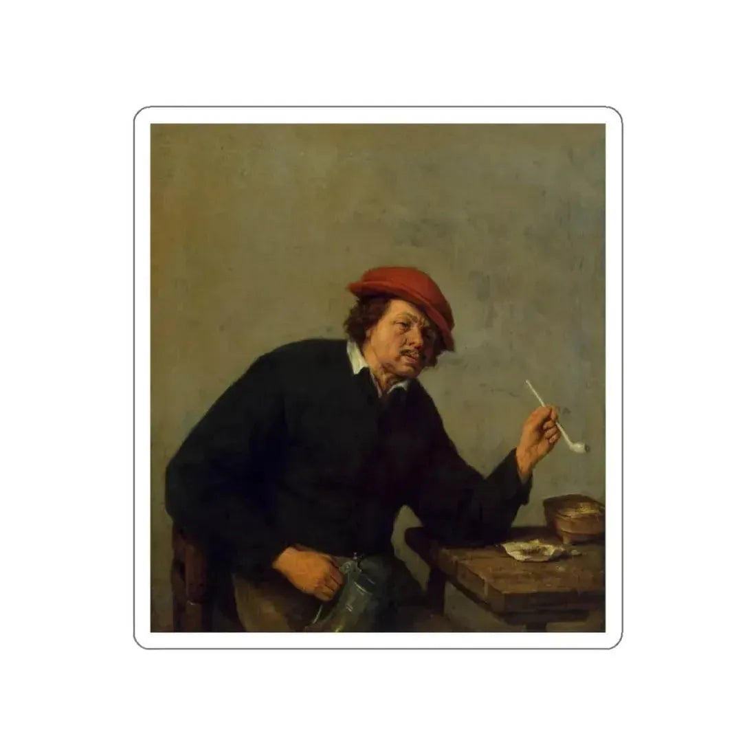 OSTADE, Adriaen Jansz. van - Smoker (Artwork) STICKER Vinyl Die-Cut Decal White Die-Cut 3 Inch - The Sticker Space