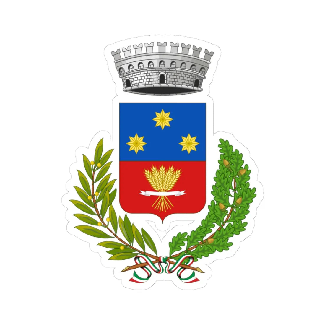 Ostellato-Stemma (Italy) (Coat of Arms) STICKER Vinyl Kiss-Cut Decal 3 Inch White - The Sticker Space