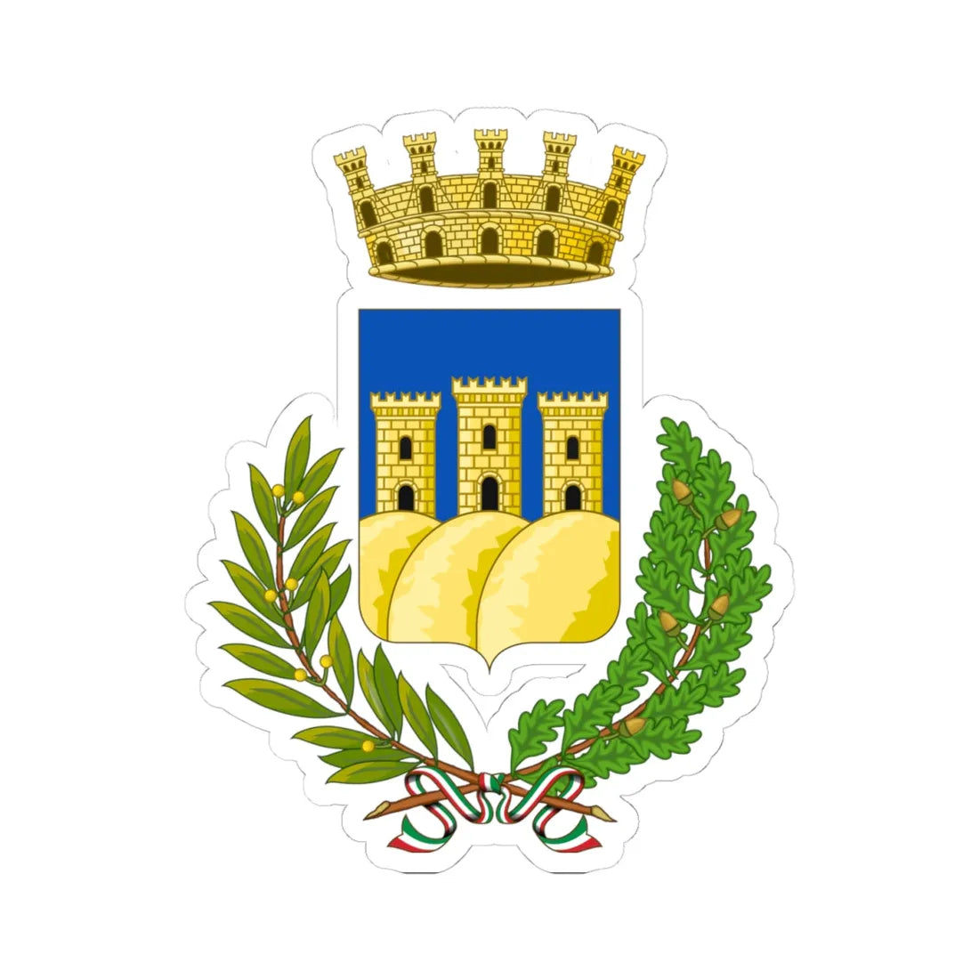 Ostuni-Stemma (Italy) (Coat of Arms) STICKER Vinyl Kiss-Cut Decal 4 Inch White - The Sticker Space