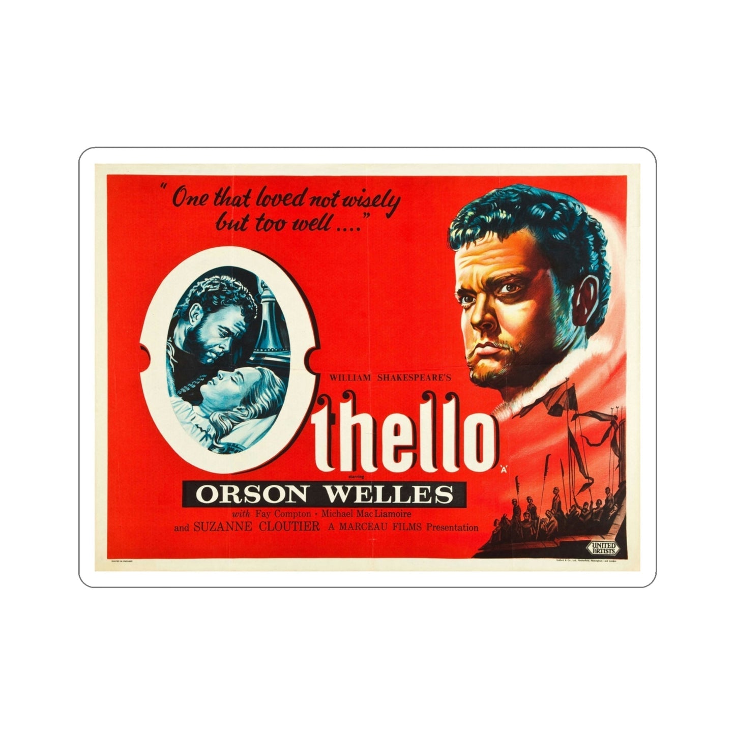 Othello 1952 Movie Poster STICKER Vinyl Die-Cut Decal-4 Inch-The Sticker Space