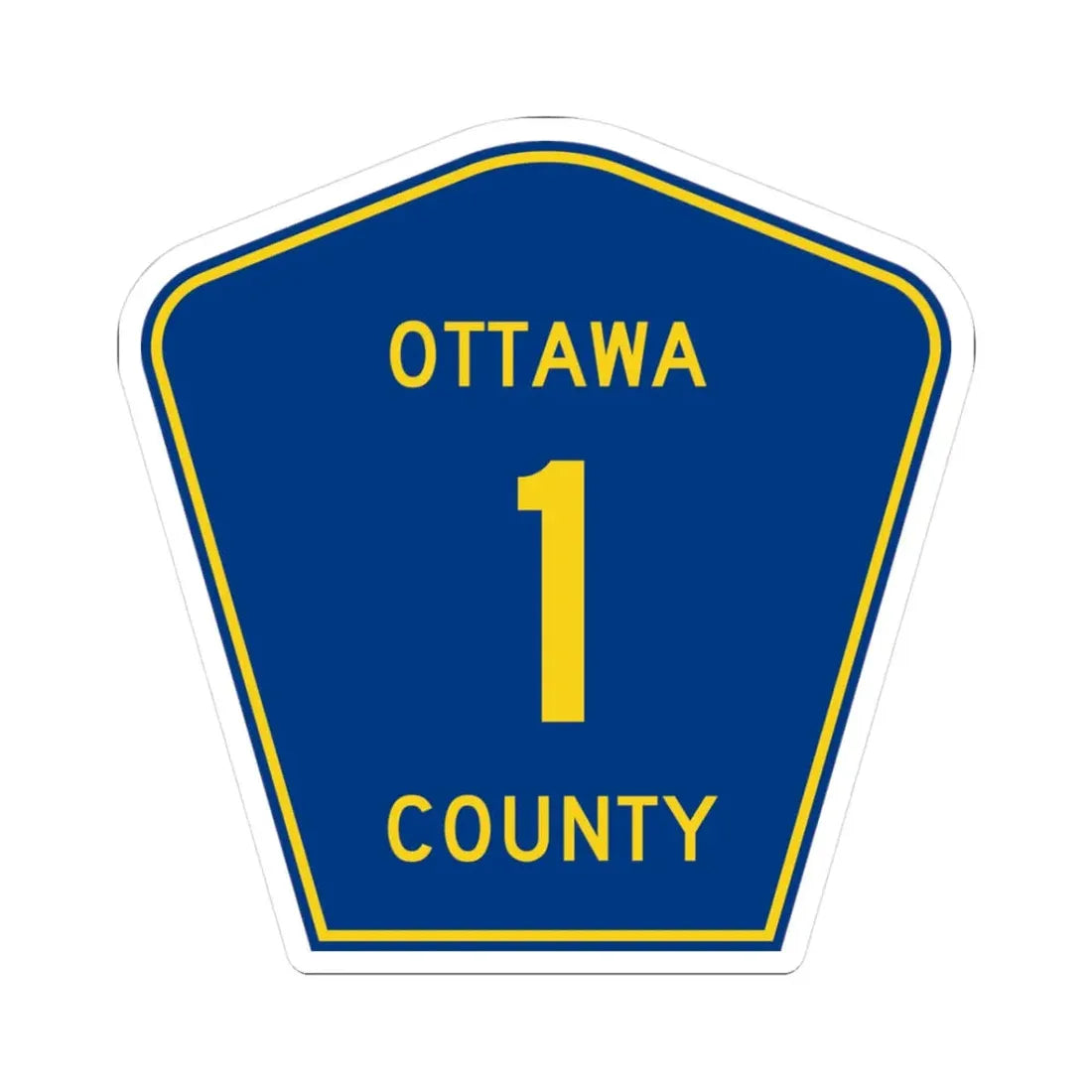 Ottawa County 1 (Ohio) (Road Sign) STICKER Vinyl Kiss-Cut Decal 3 Inch White - The Sticker Space