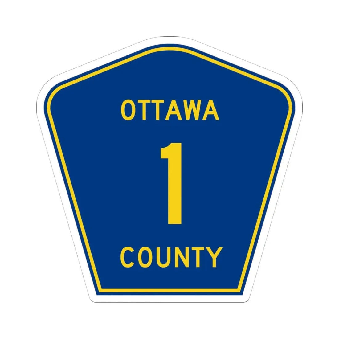 Ottawa County 1 (Ohio) (Road Sign) STICKER Vinyl Kiss-Cut Decal 4 Inch White - The Sticker Space