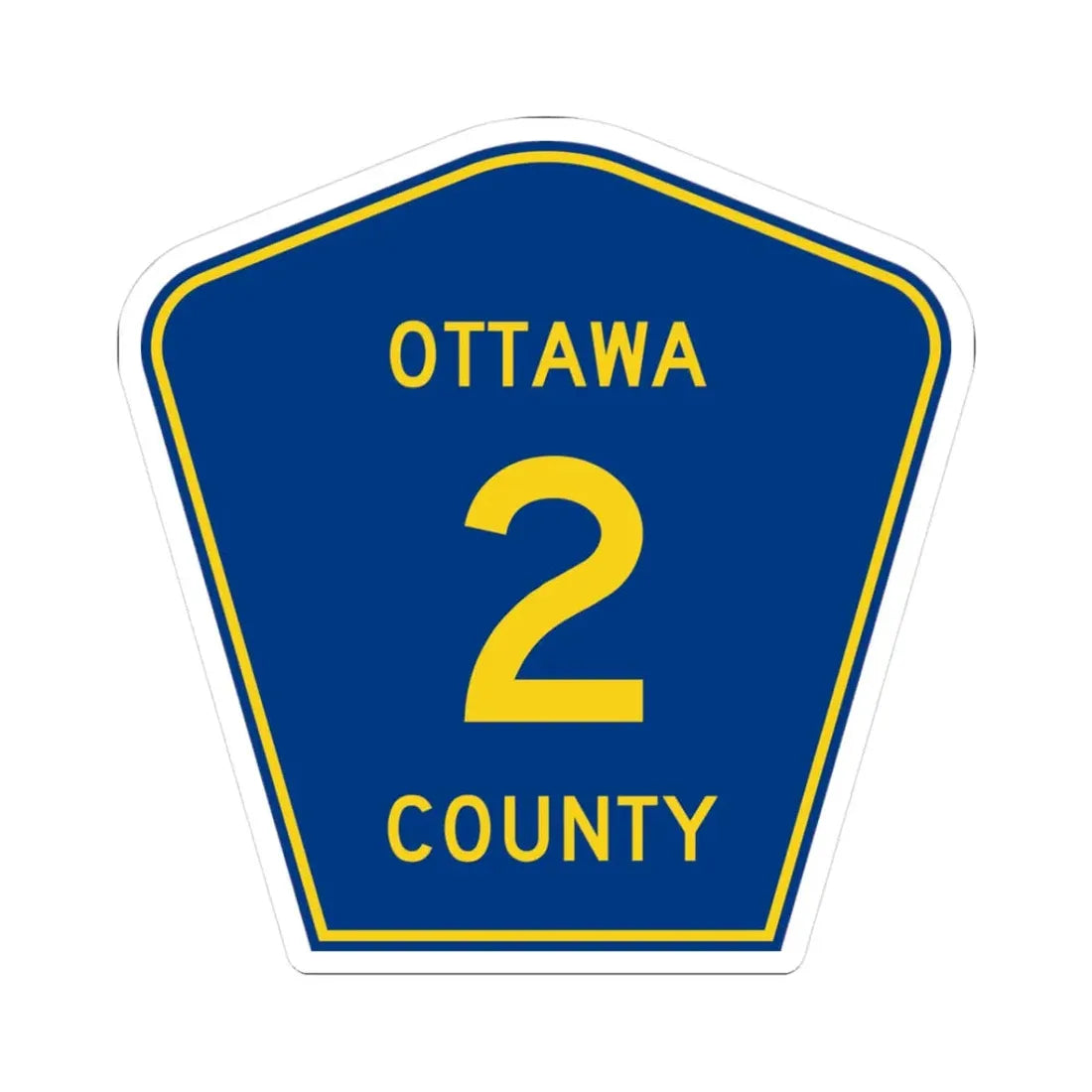 Ottawa County 2 (Ohio) (Road Sign) STICKER Vinyl Kiss-Cut Decal 3 Inch White - The Sticker Space