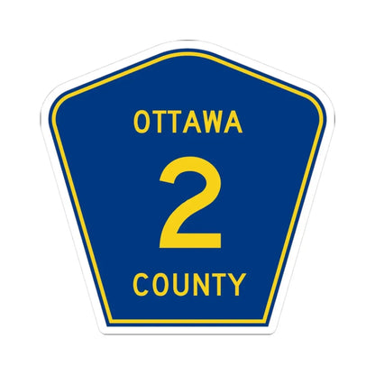 Ottawa County 2 (Ohio) (Road Sign) STICKER Vinyl Kiss-Cut Decal 3 Inch White - The Sticker Space