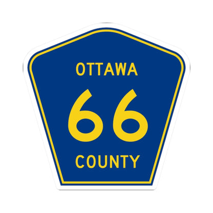Ottawa County 66 (Ohio) (Road Sign) STICKER Vinyl Kiss-Cut Decal 2 Inch White - The Sticker Space