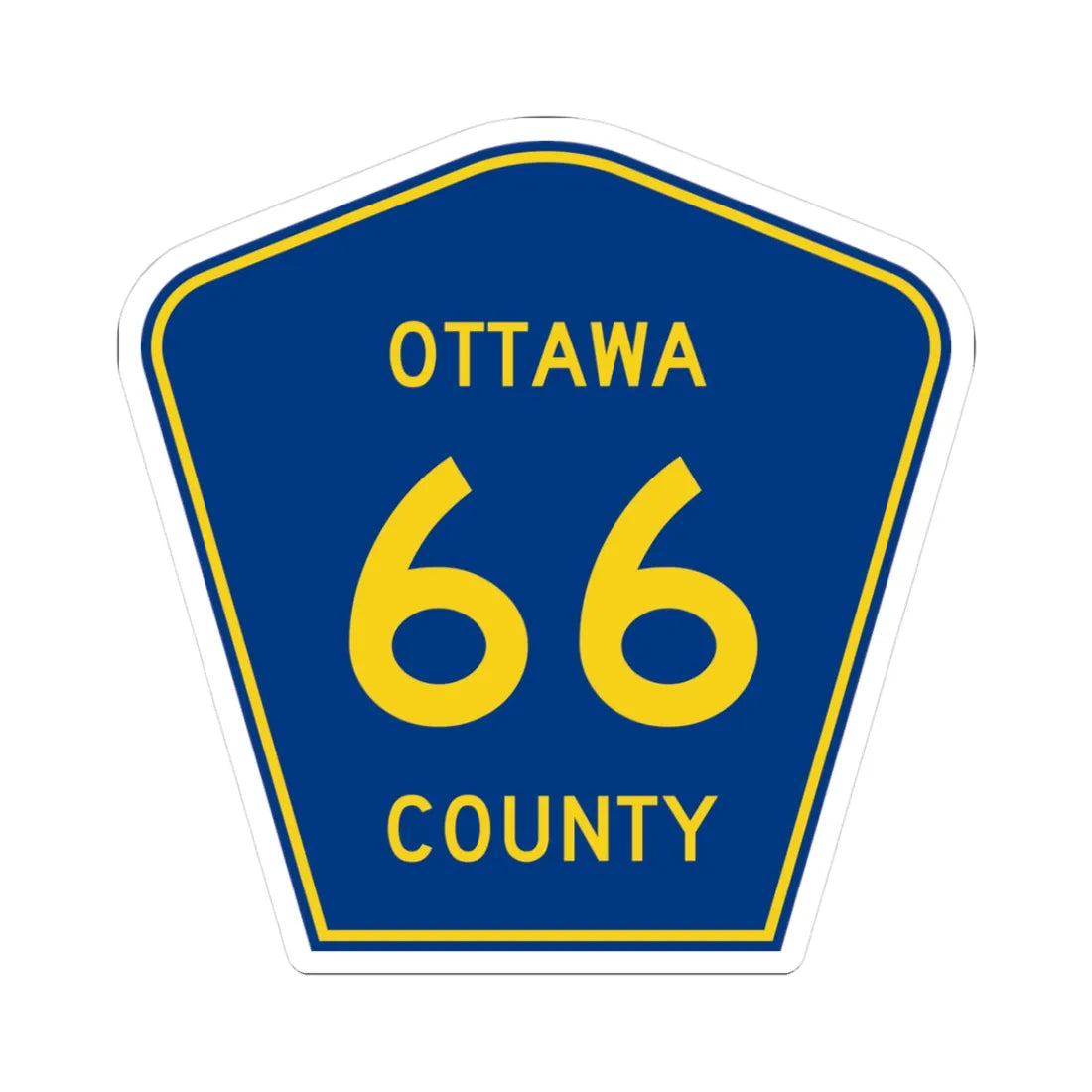 Ottawa County 66 (Ohio) (Road Sign) STICKER Vinyl Kiss-Cut Decal 3 Inch White - The Sticker Space